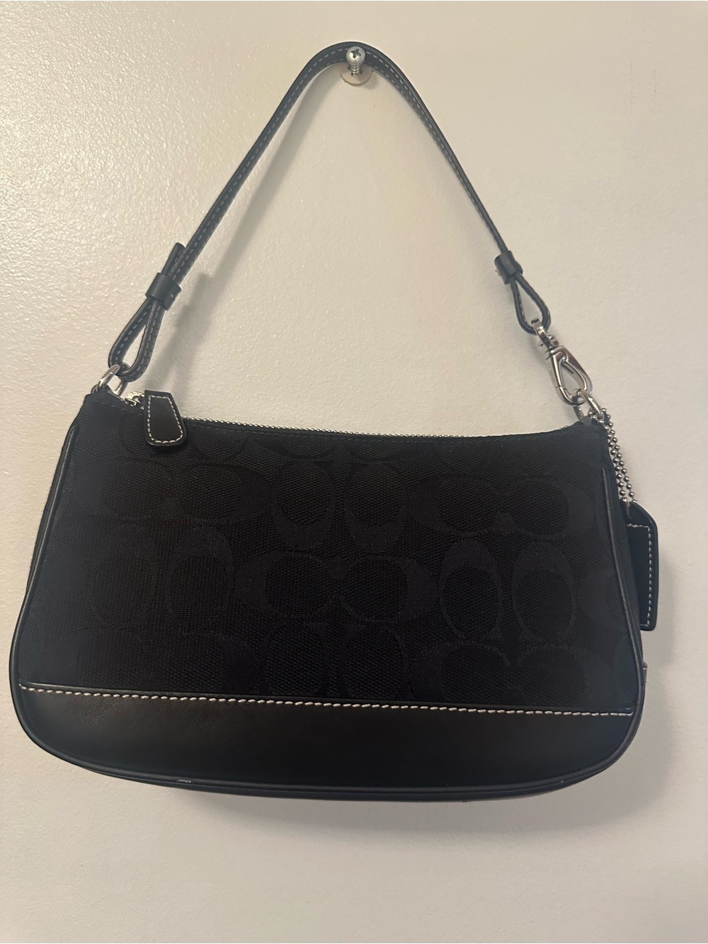 Coach Signature Jacquard Demi Black Shoulder Bag  Zip Top Y2K Vintage 6094 - Picture 2 of 9